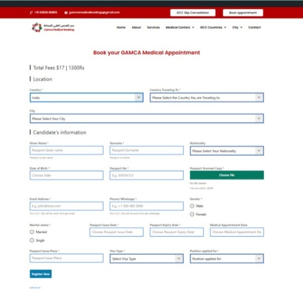 Book New GAMCA Appointment in India